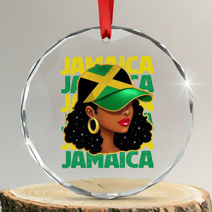 Proud Jamaican Afro Black Woman Jamaica Flag Pride Crystal Glass Ornament TS10 Transparent Glass 3'' Circle Print Your Wear