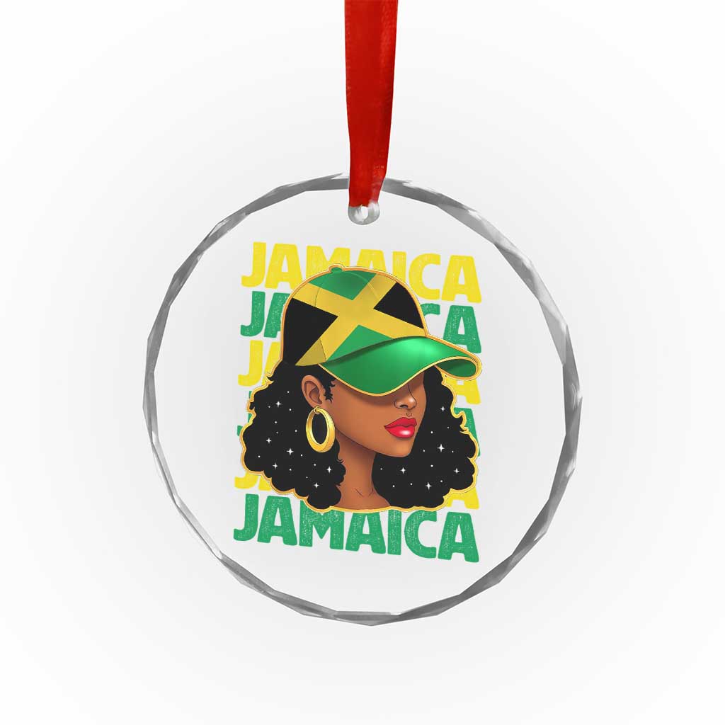 Proud Jamaican Afro Black Woman Jamaica Flag Pride Crystal Glass Ornament TS10 Print Your Wear