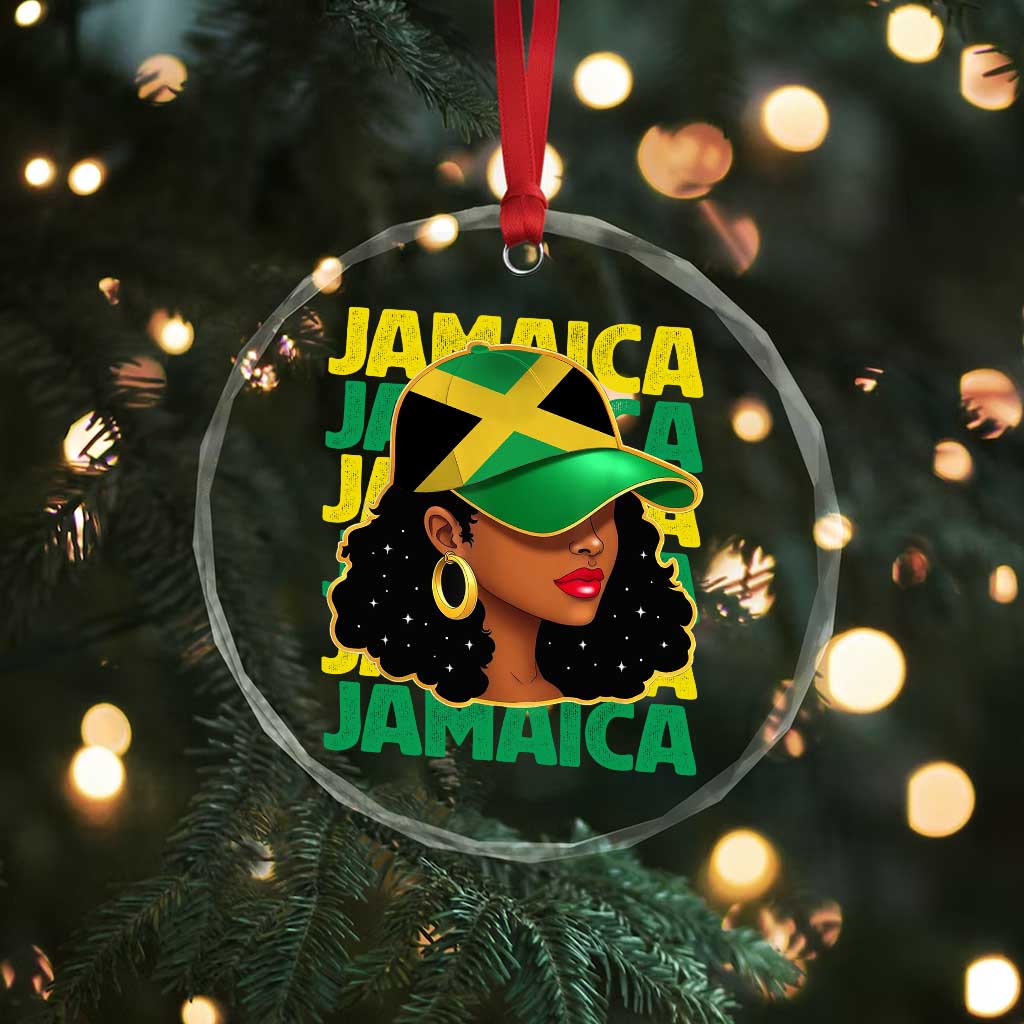 Proud Jamaican Afro Black Woman Jamaica Flag Pride Crystal Glass Ornament TS10 Print Your Wear