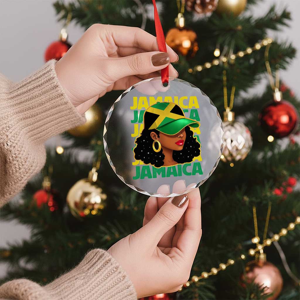 Proud Jamaican Afro Black Woman Jamaica Flag Pride Crystal Glass Ornament TS10 Print Your Wear