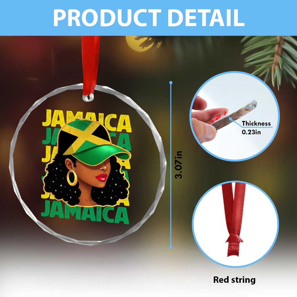 Proud Jamaican Afro Black Woman Jamaica Flag Pride Crystal Glass Ornament TS10 Print Your Wear