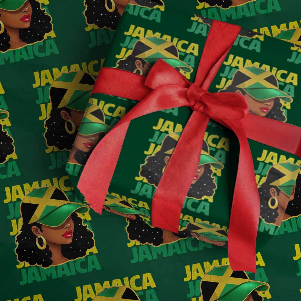 Proud Jamaican Afro Black Woman Jamaica Flag Pride Wrapping Paper Roll TS10 Green Print Your Wear