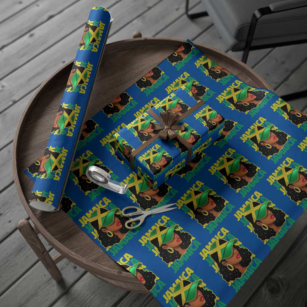 Proud Jamaican Afro Black Woman Jamaica Flag Pride Wrapping Paper Roll TS10 Blue Print Your Wear