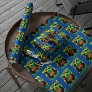 Proud Jamaican Afro Black Woman Jamaica Flag Pride Wrapping Paper Roll TS10 Blue Print Your Wear