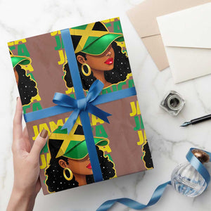 Proud Jamaican Afro Black Woman Jamaica Flag Pride Wrapping Paper Roll TS10 Mocha Print Your Wear