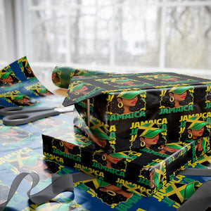 Proud Jamaican Afro Black Woman Jamaica Flag Pride Wrapping Paper Roll TS10 Black Print Your Wear