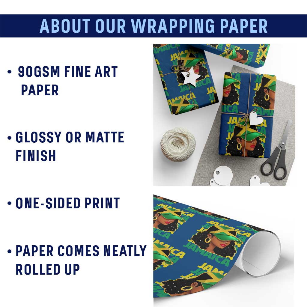 Proud Jamaican Afro Black Woman Jamaica Flag Pride Wrapping Paper Roll TS10 Print Your Wear