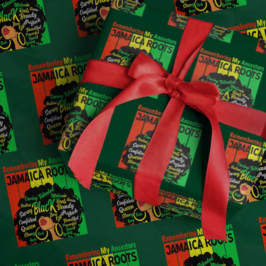 Proud Jamaican Afro Black Woman Wrapping Paper Roll Remembering My Ancestors Jamaica Pride TS10 Green Print Your Wear