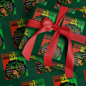 Proud Jamaican Afro Black Woman Wrapping Paper Roll Remembering My Ancestors Jamaica Pride TS10 Green Print Your Wear