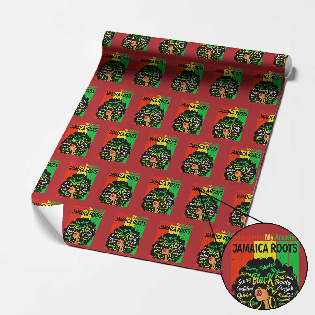 Proud Jamaican Afro Black Woman Wrapping Paper Roll Remembering My Ancestors Jamaica Pride TS10 Red Print Your Wear