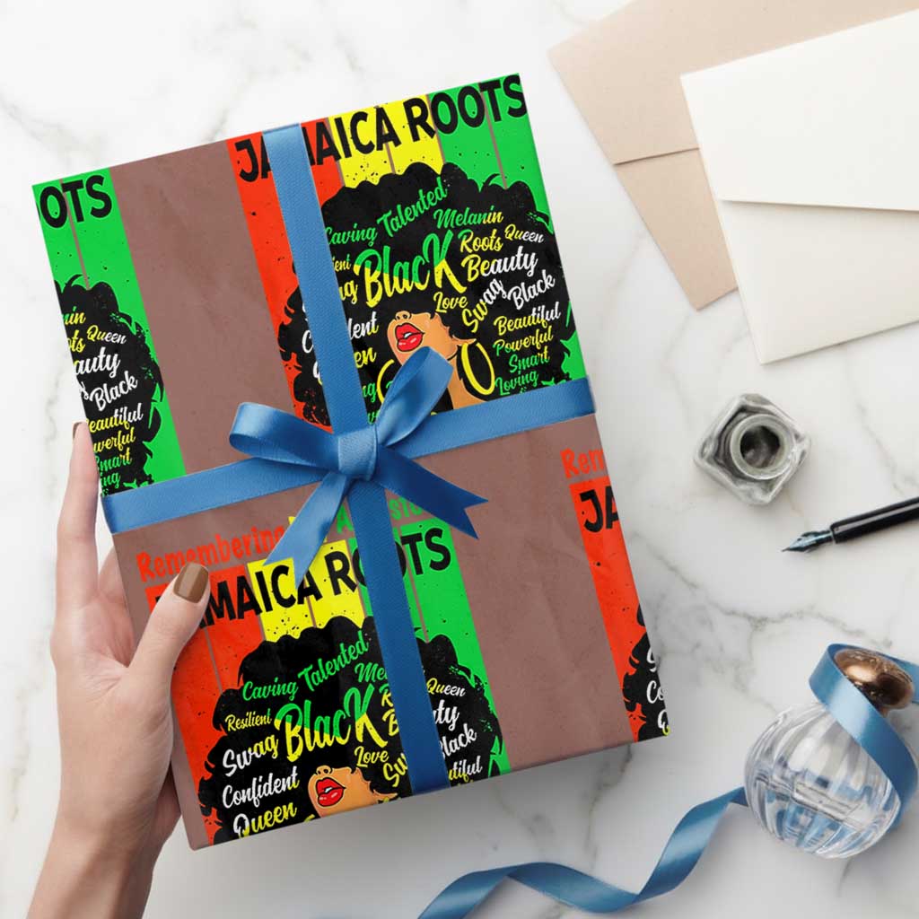 Proud Jamaican Afro Black Woman Wrapping Paper Roll Remembering My Ancestors Jamaica Pride TS10 Mocha Print Your Wear