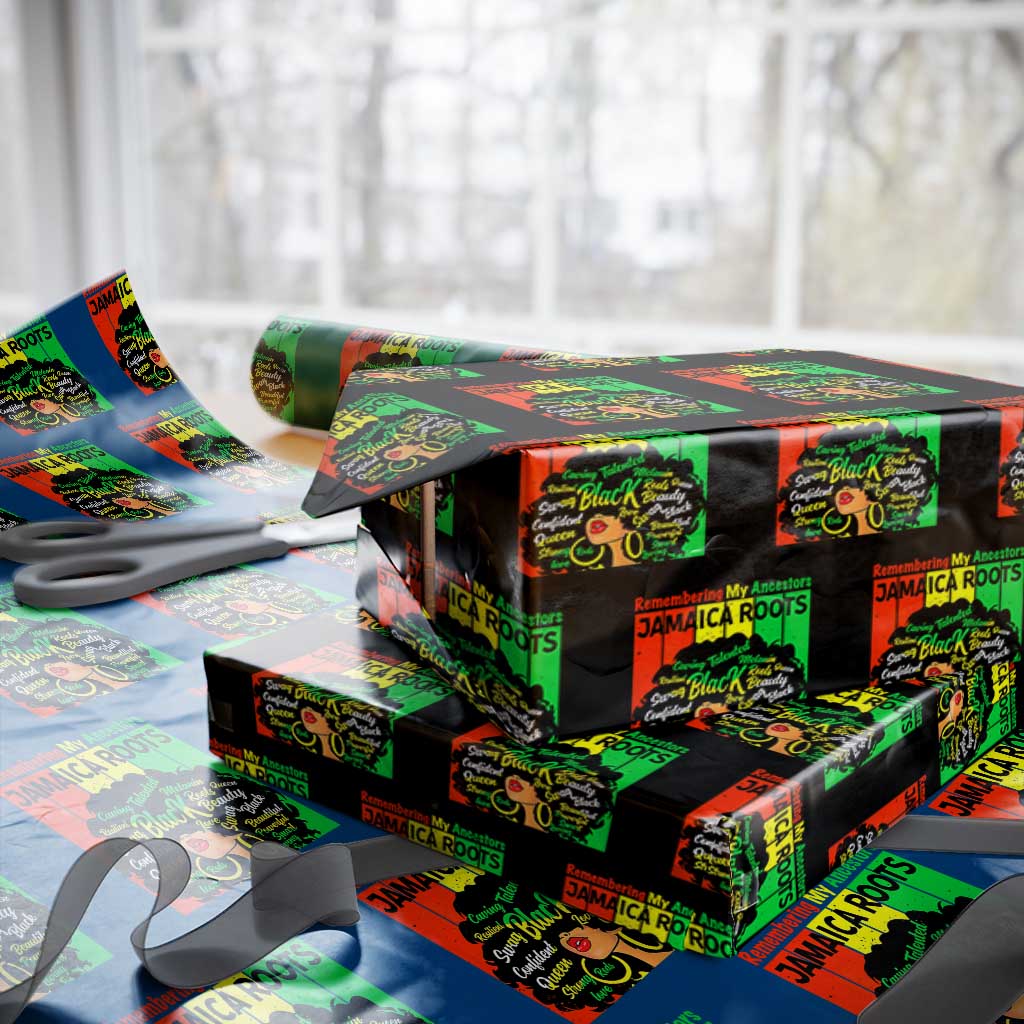 Proud Jamaican Afro Black Woman Wrapping Paper Roll Remembering My Ancestors Jamaica Pride TS10 Black Print Your Wear