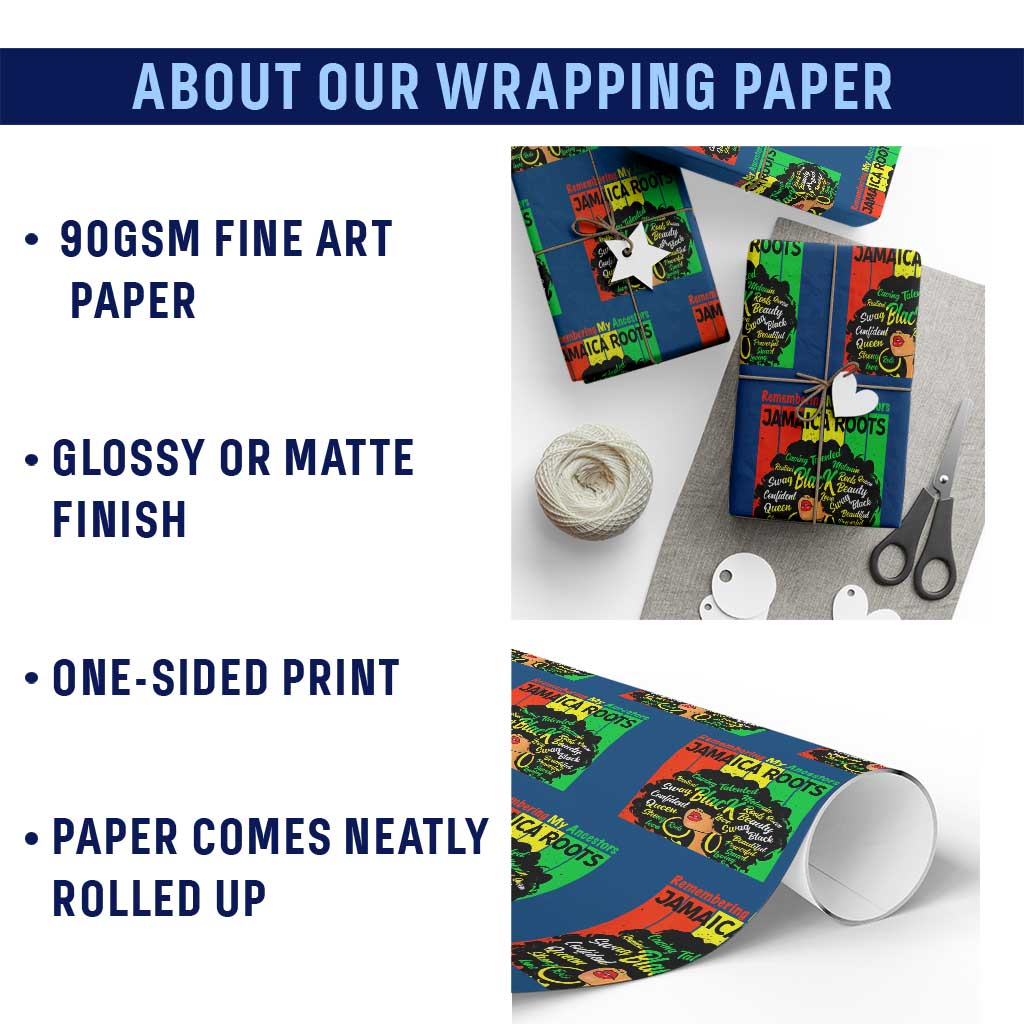 Proud Jamaican Afro Black Woman Wrapping Paper Roll Remembering My Ancestors Jamaica Pride TS10 Print Your Wear