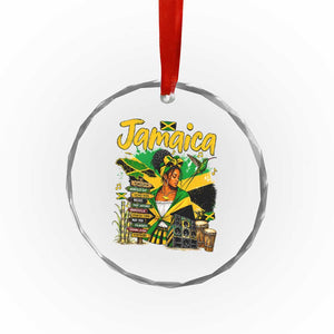 Proud Jamaican Queen Jamaica Roots Heritage Crystal Glass Ornament Doctor Bird and Island Landmarks Graphic