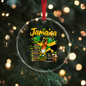 Proud Jamaican Queen Jamaica Roots Heritage Crystal Glass Ornament Doctor Bird and Island Landmarks Graphic