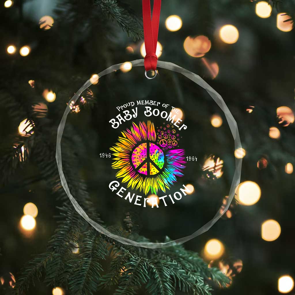 Proud Member Of The Baby Boomer Generation Crystal Glass Ornament Hippie Sunflower TS11 Print Your Wear