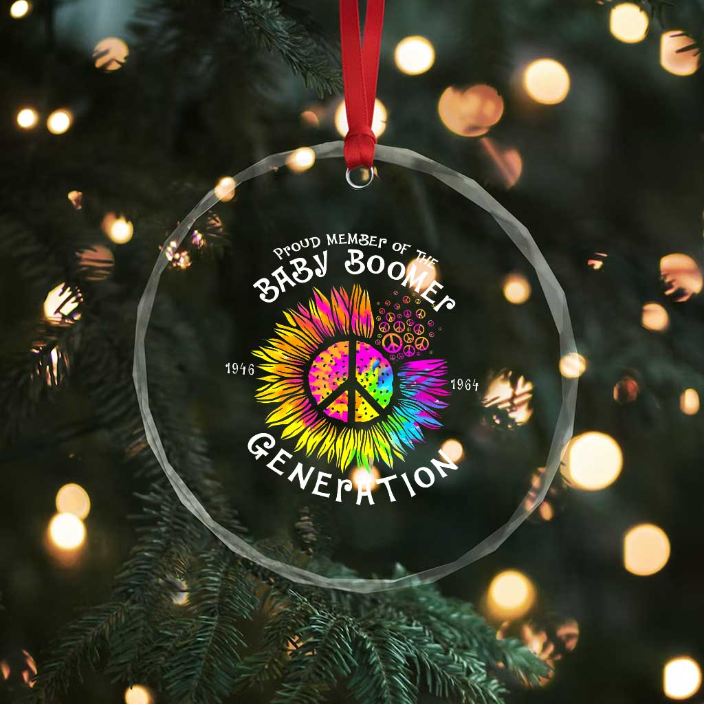 Proud Member Of The Baby Boomer Generation Crystal Glass Ornament Hippie Sunflower TS11 Print Your Wear