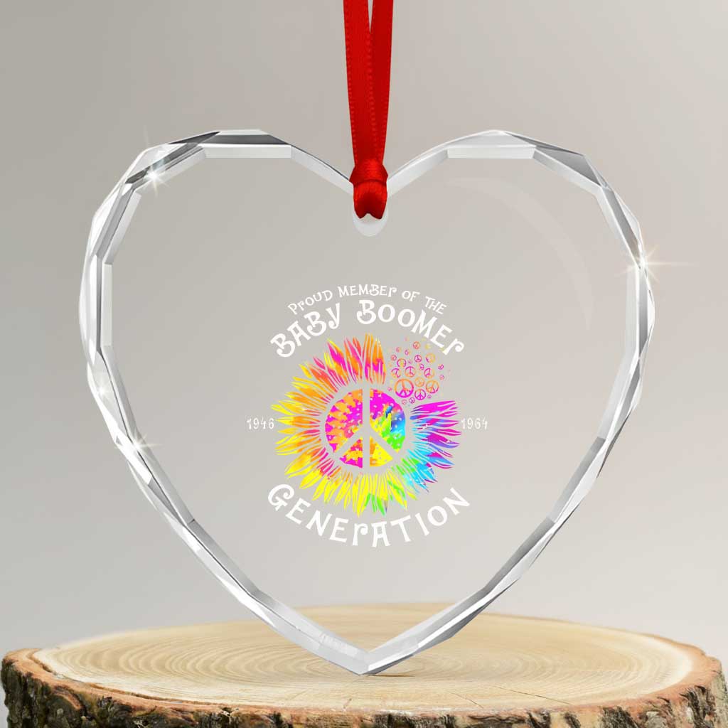 Proud Member Of The Baby Boomer Generation Heart Crystal Glass Ornament Hippie Sunflower TS11 Transparent Glass 3'' Heart Print Your Wear