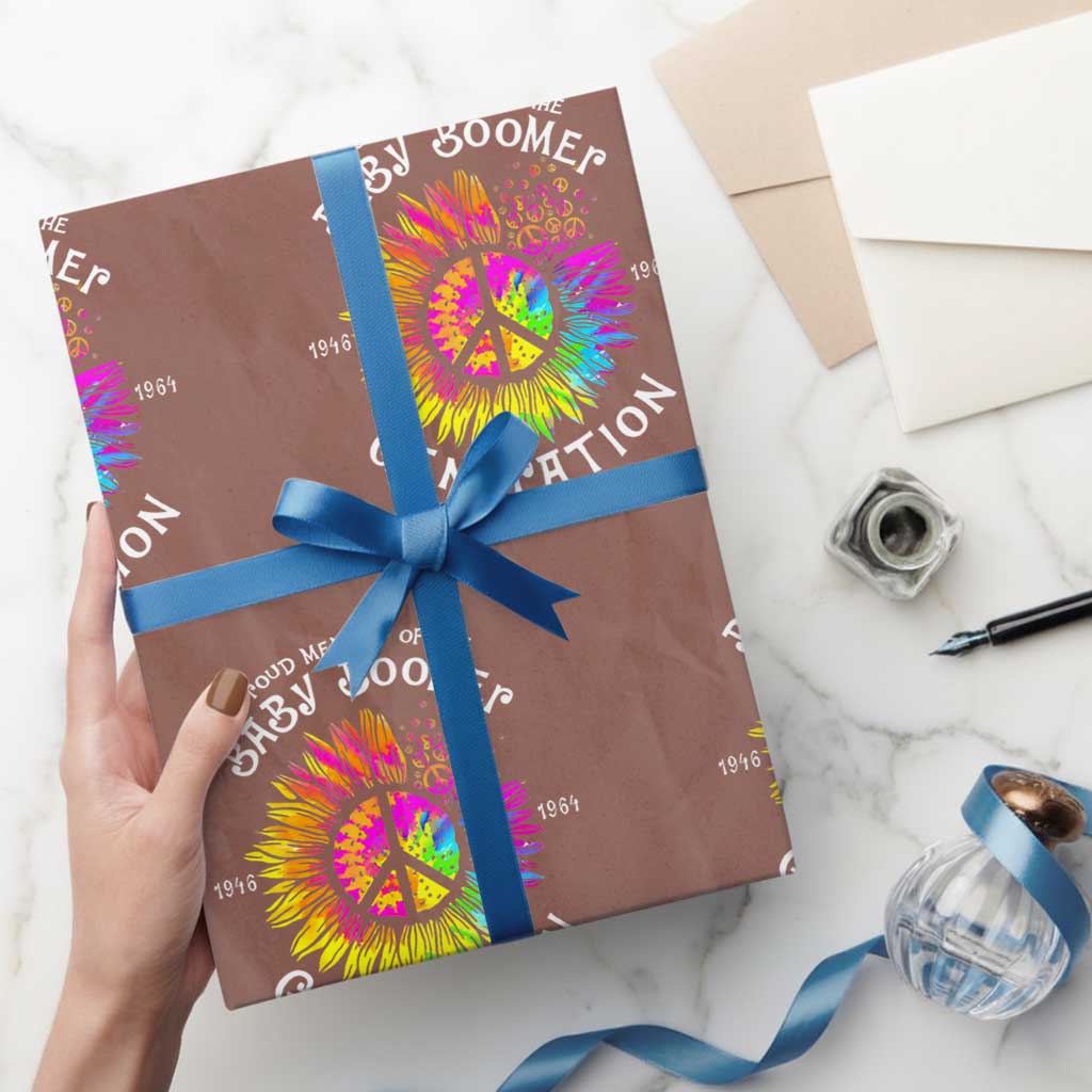 Proud Member Of The Baby Boomer Generation Wrapping Paper Roll Hippie Sunflower TS11 Mocha Print Your Wear