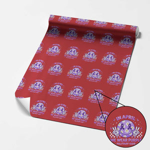 Proud Military Kids Wrapping Paper Roll Groovy Smile Face In April We Wear Purple Military Child Month TS10 Red Print Your Wear