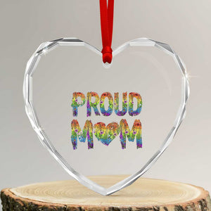 Proud Mom LGBTQ Human Rights Support Heart Crystal Glass Ornament
