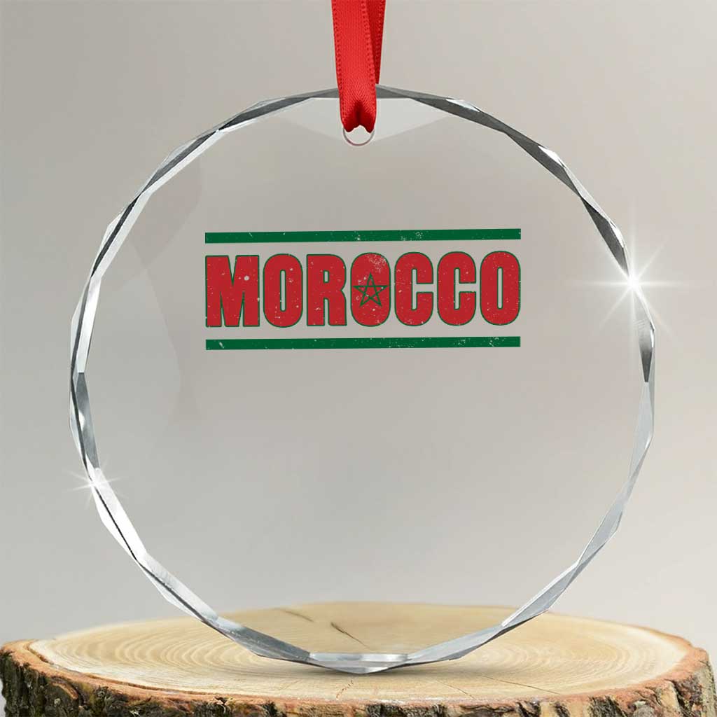 Proud Moroccan Vintage Marocco Flag Green Stripes Crystal Glass Ornament TS11 Transparent Glass 3'' Circle Print Your Wear