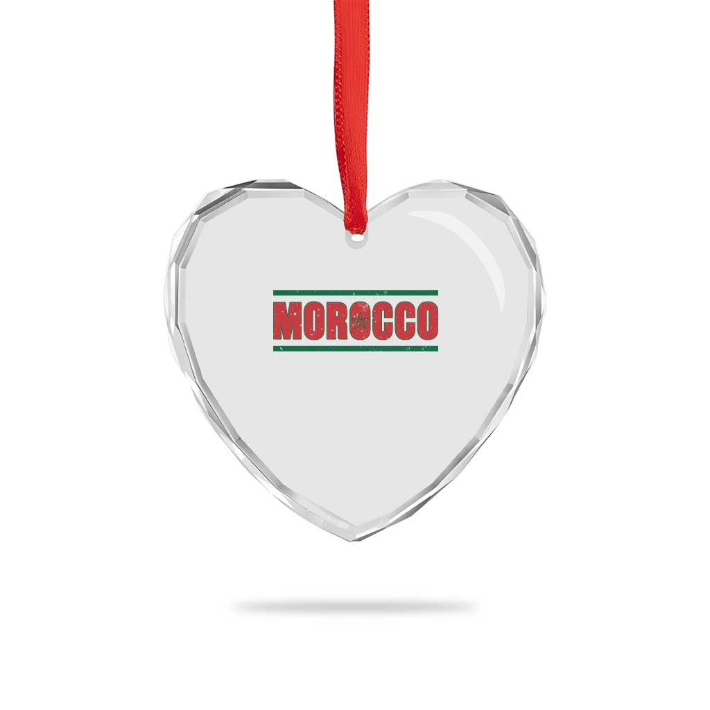 Proud Moroccan Vintage Marocco Flag Green Stripes Heart Crystal Glass Ornament TS11 Print Your Wear