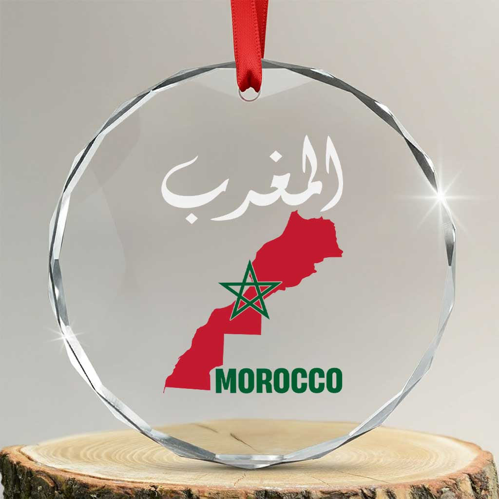 Proud Moroccan Vintage Marocco Map with Arabic Characters Crystal Glass Ornament TS11 Transparent Glass 3'' Circle Print Your Wear