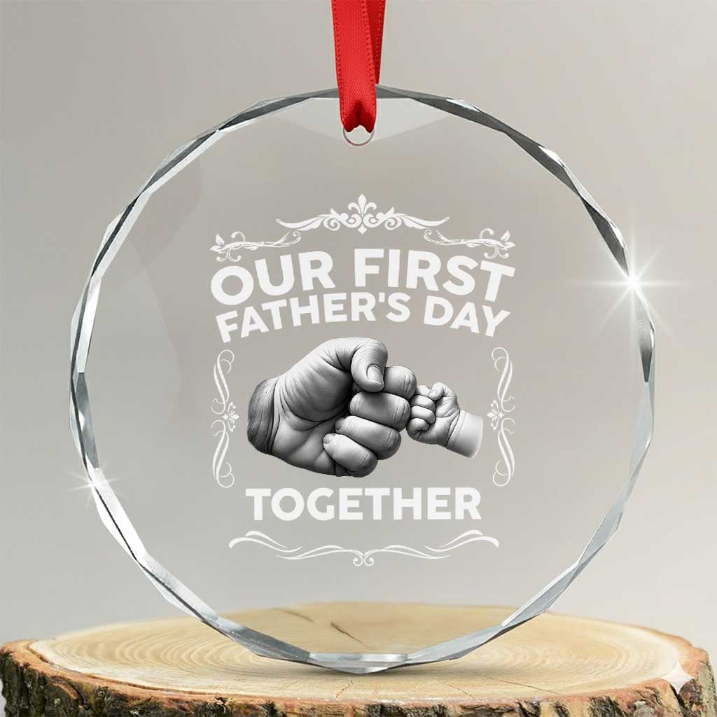 Proud New Dad Crystal Glass Ornament Our First Fathers Day Together Gift TS12 Transparent Glass 3'' Circle Print Your Wear