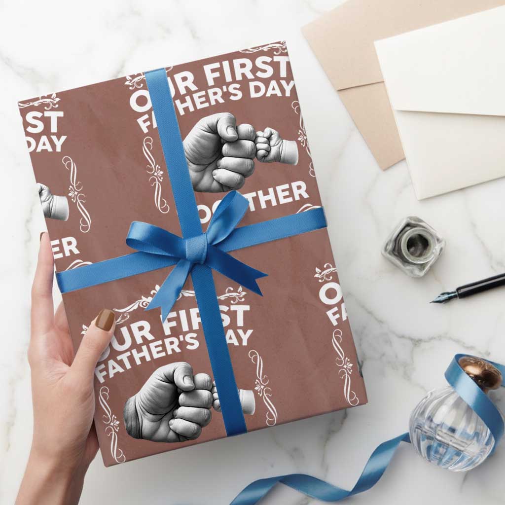 Proud New Dad Wrapping Paper Roll Our First Fathers Day Together Gift TS12 Mocha Print Your Wear