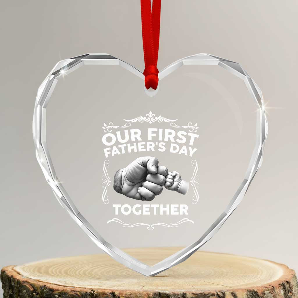 Proud New Dad Heart Crystal Glass Ornament Our First Fathers Day Together Gift TS12 Transparent Glass 3'' Heart Print Your Wear