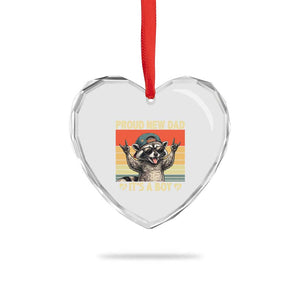 Proud New Dad It's A Boy Heart Crystal Glass Ornament Funny Raccoon Humor Father's Day TS14 Print Your Wear