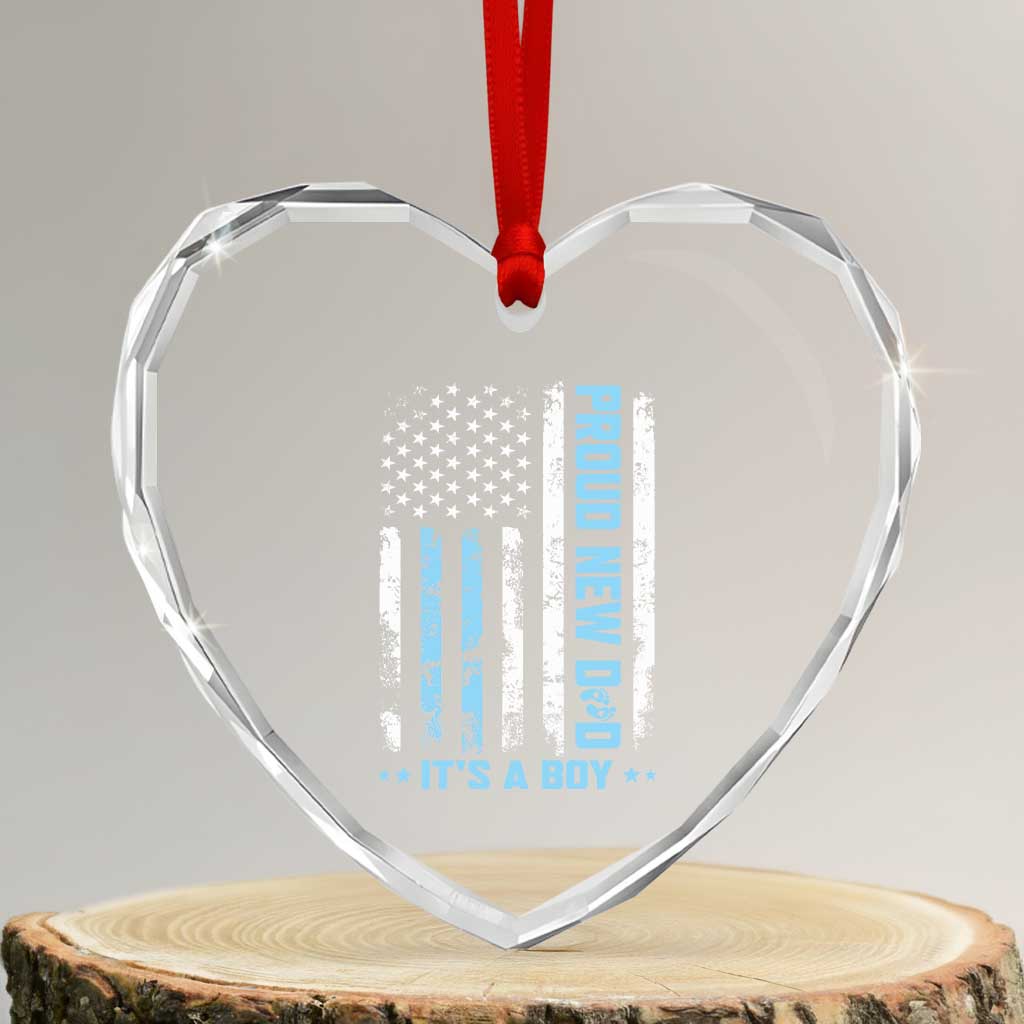 Proud New Dad Its A Boy Heart Crystal Glass Ornament Patriotic First Fathers Day Gift TS12 Transparent Glass 3'' Heart Print Your Wear