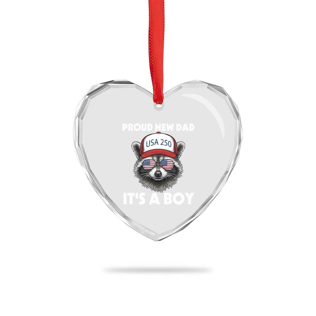 Proud New Dad It's A Boy Heart Crystal Glass Ornament Raccoon Patriotic America 250th Anniversary TS14 Print Your Wear