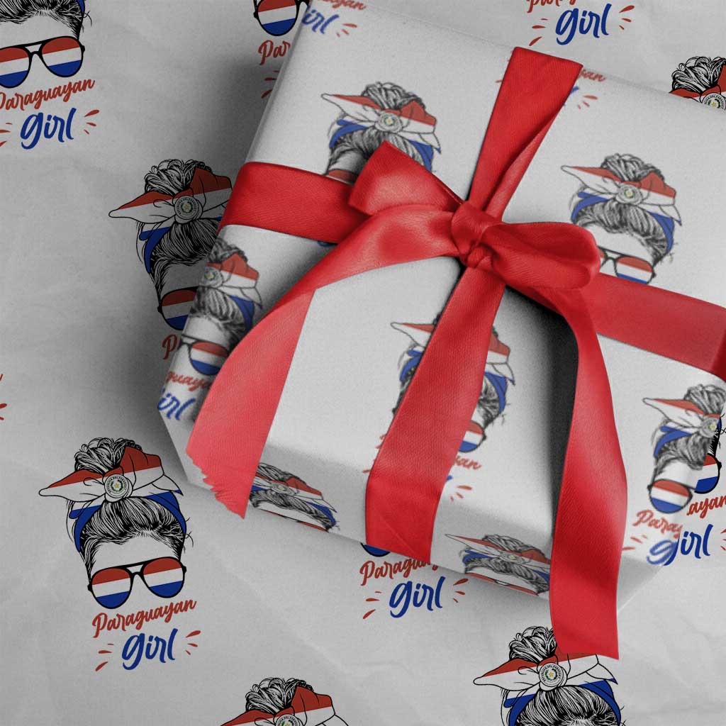Proud Paraguayan Girl Messy Bun Bandana Aviator Sunglasses Wrapping Paper Roll Paraguay Heritage Roots HispanicLatina Pride TS02 White Print Your Wear