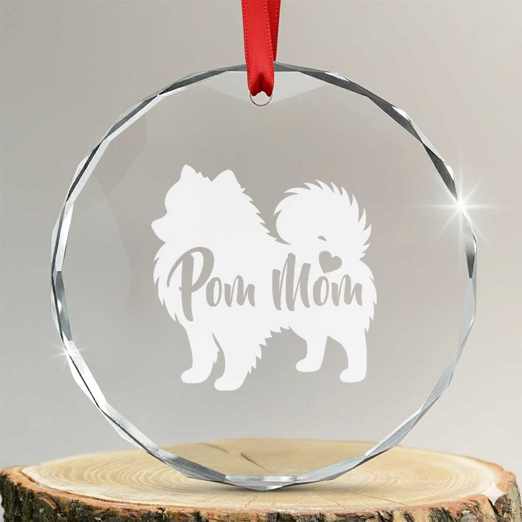 Proud Pom Mom Crystal Glass Ornament Pomeranian Dog Lover Gift TS12 Transparent Glass 3'' Circle Print Your Wear