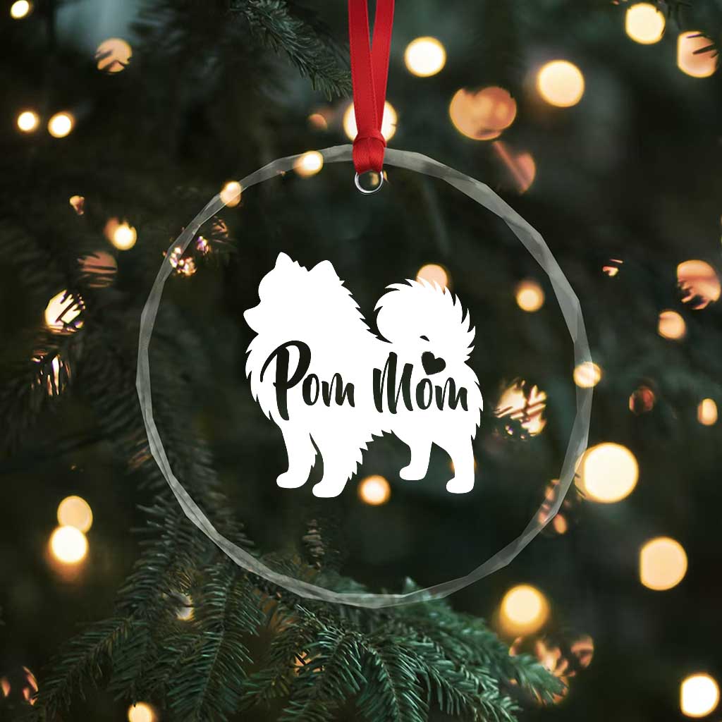 Proud Pom Mom Crystal Glass Ornament Pomeranian Dog Lover Gift TS12 Print Your Wear