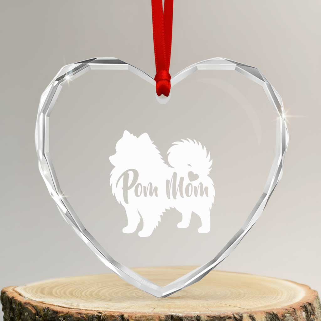 Proud Pom Mom Heart Crystal Glass Ornament Pomeranian Dog Lover Gift TS12 Transparent Glass 3'' Heart Print Your Wear