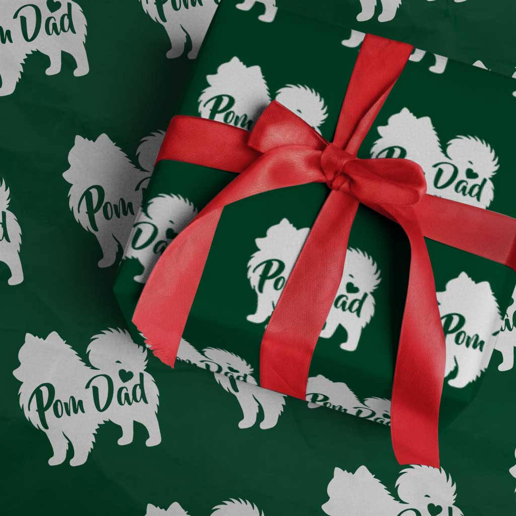 Proud Pomeranian Dad Wrapping Paper Roll Small Breed Dog Owner Gift TS12 Green Print Your Wear