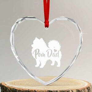 Proud Pomeranian Dad Heart Crystal Glass Ornament Small Breed Dog Owner Gift TS12 Transparent Glass 3'' Heart Print Your Wear