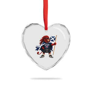 Proud Scotland Rampant Lion Heart Crystal Glass Ornament Scottish Flag Red Lion Mascot with Kilt Football Fans