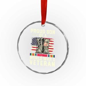 Proud Son Of World War 2 Veteran Crystal Glass Ornament WWII Vet Pride TS02 Print Your Wear