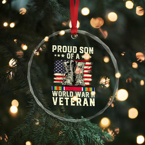 Proud Son Of World War 2 Veteran Crystal Glass Ornament WWII Vet Pride TS02 Print Your Wear