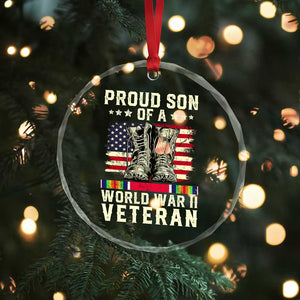 Proud Son Of World War 2 Veteran Crystal Glass Ornament WWII Vet Pride TS02 Print Your Wear