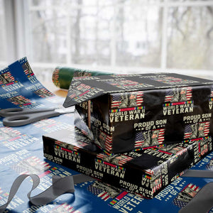 Proud Son Of World War 2 Veteran Wrapping Paper Roll WWII Vet Pride TS02 Black Print Your Wear