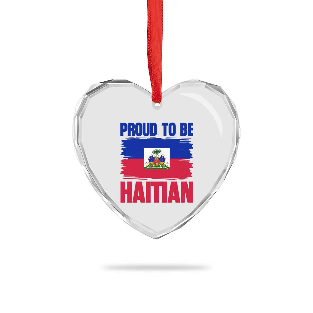 Proud To Be Haitian Heart Crystal Glass Ornament Haiti Flag Heritage Pride TS02 Print Your Wear
