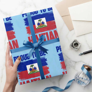 Proud To Be Haitian Wrapping Paper Roll Haiti Flag Heritage Pride TS02 Light Blue Print Your Wear