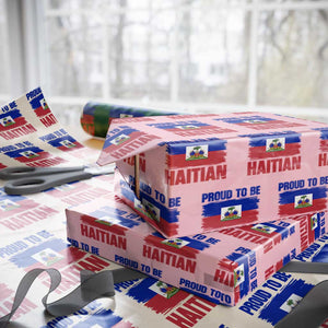 Proud To Be Haitian Wrapping Paper Roll Haiti Flag Heritage Pride TS02 Light Pink Print Your Wear