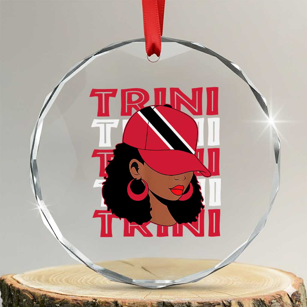 Proud Trini Afro Black Woman Crystal Glass Ornament Trinidad and Tobago Flag Pride TS10 Transparent Glass 3'' Circle Print Your Wear