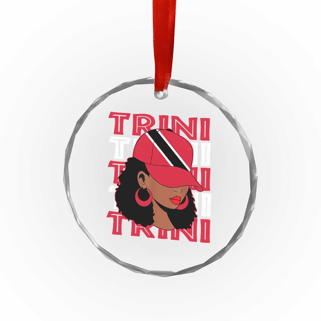 Proud Trini Afro Black Woman Crystal Glass Ornament Trinidad and Tobago Flag Pride TS10 Transparent Glass 3'' Circle Print Your Wear